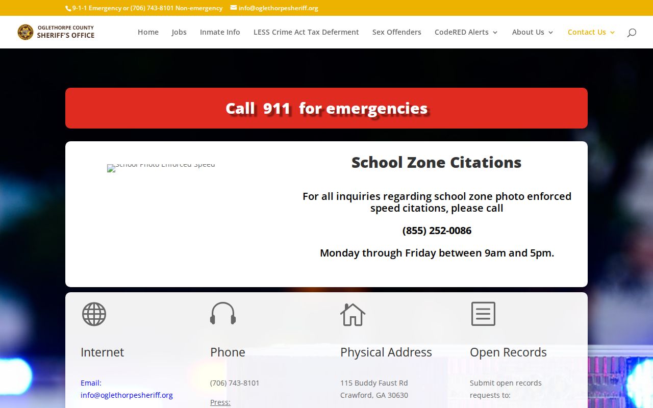Oglethorpe County Sheriff contact and open-records request information