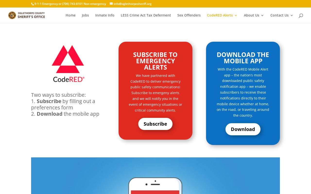 Oglethorpe County Sheriff CodeRED emergency alert information
